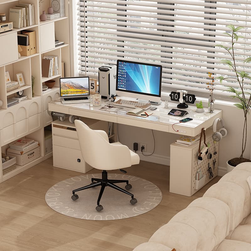 Light Luxury and High-End Desk Kidsren's Solid Wood Bedroom Bay Window Table Electric Lift Table Retractable Small Apartment Long Table