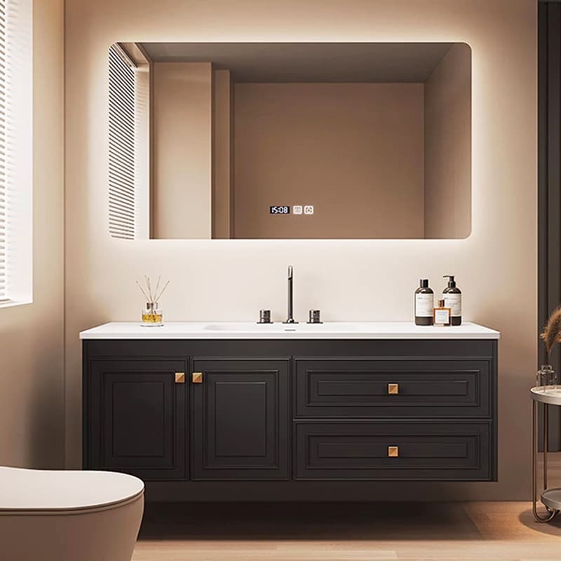 American Style Accessible Luxury Bathroom Cabinet Combination Solid Wood Toilet Minimalist Facial Basin Pool Cabinet Multifunctional Intelligent Storage Cabinet
