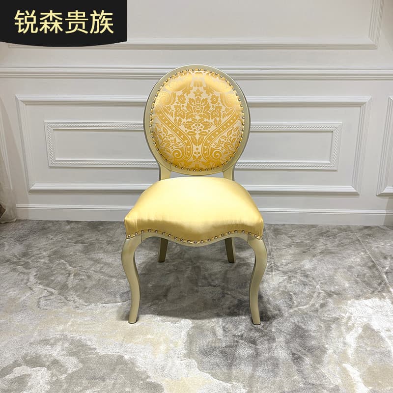 French Style Fabric Dining Chair European Style Luxury Soft Bag Backrest Chair Accessible Luxury Fashion Carved Solid Wood Dining Chair Furniture
