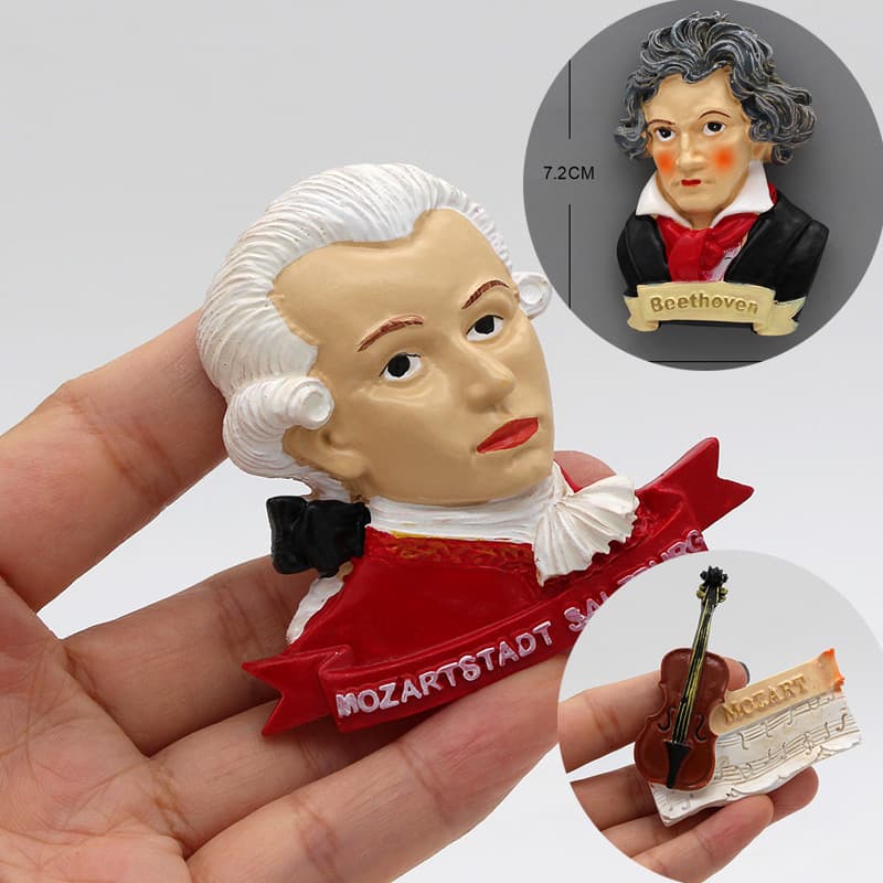 Musician Mozart Beethoven Half-Length 3D Magnet Refrigerator Magnet Home Decoration Benxinruo Cultural Creation