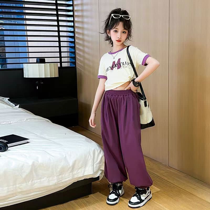 Summer Girls' Outfit 2025 New Stylish Children's Short-Sleeve Casual Sports Two-Piece Set for Older Girls, Thin Style
