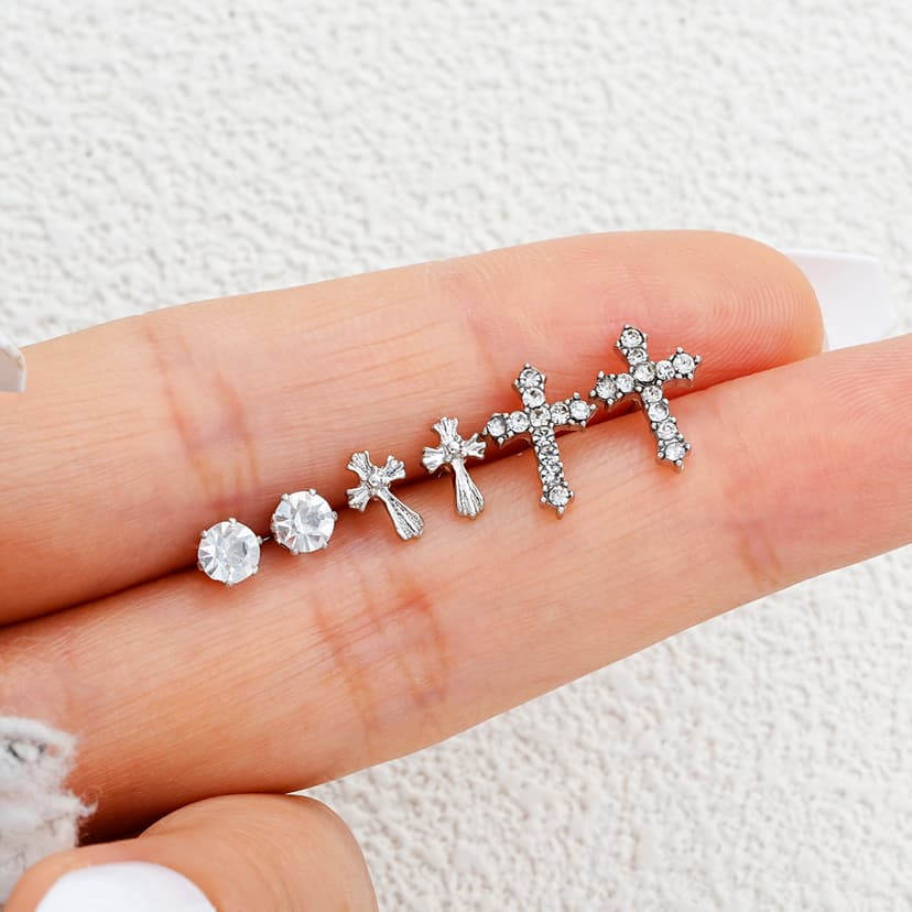 Cross earring set of 3 pieces Cross-border New arrival drill Cross earring set of 3 Suit