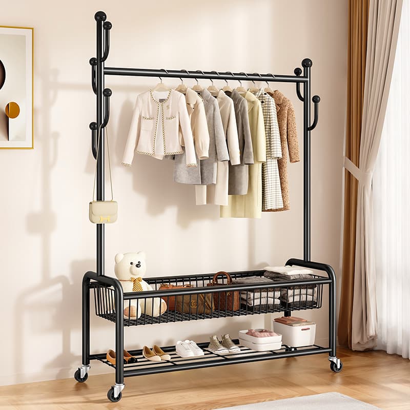 Clothes Rack for Home Use, Floor-Standing Coat Rack for Living Room, Simple Storage Rack for Bedroom, Movable Indoor Room Clothes Rack