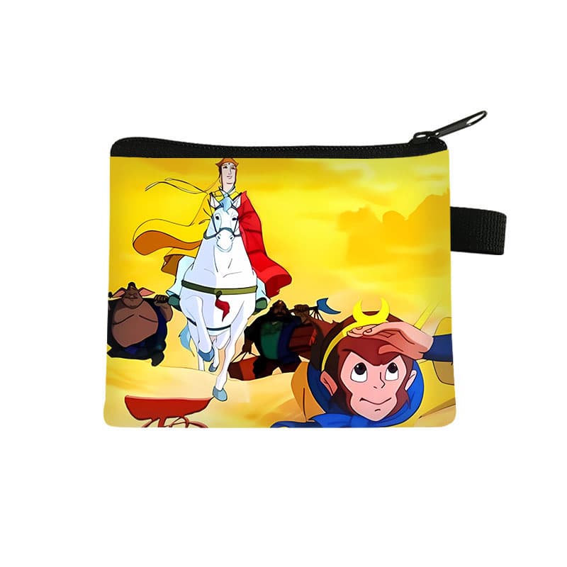 Journey to the West Cartoon Print Coin Purse Cute and Handsome Children's Wallet Sun Wukong Pig Bajie Small Items Storage Bag