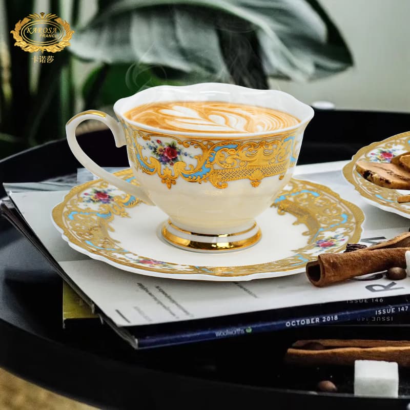 High-End European-Style Bone China Coffee Cup and Saucer Set, Afternoon Tea Set, Household Use, Housewarming Gift, Last Stock, Minor Imperfections Default