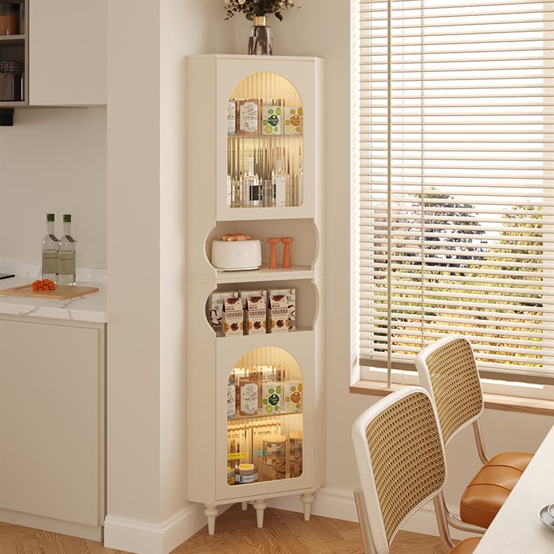 Modern Simple Corner Cabinet Corner Triangular Corner Cabinet Wall-Mounted Restaurant Solid Wood Small Size Fan-Shaped Tea Cabinet Sideboard