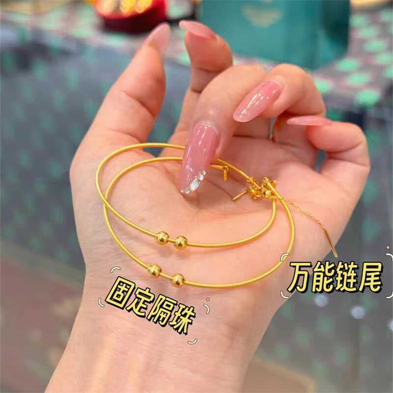 Pure Gold 999 Gold 5g Craftsmanship Snake Bone Bracelet Bangle Bead Spacer Straight Needle Universal Tail Chain DIY Transfer Bead for Women