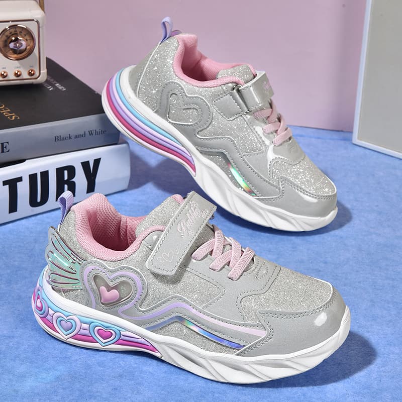 2025 Spring New Children's Sports Shoes Casual Kids' Shoes with Flashing Lights Glowing Girls' Princess Shoes for Older Children and Students