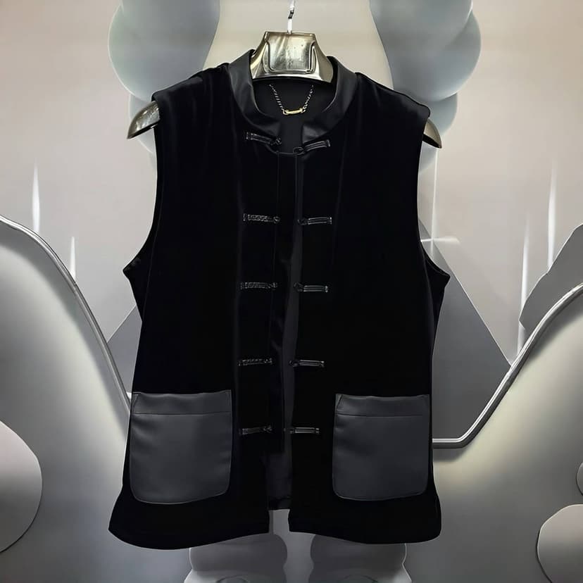 Men's Vest 2025 Autumn New Style Versatile New Chinese National Trend Tang Suit Retro Frog Button Fashion Trend