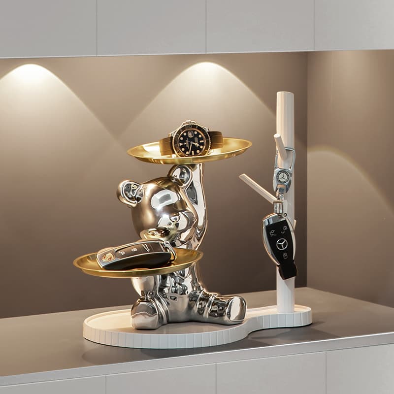 Violent Bear Entryway Shoe Cabinet Key Storage Ornament Foyer Decoration Living Room Light Luxury High-End Shelf