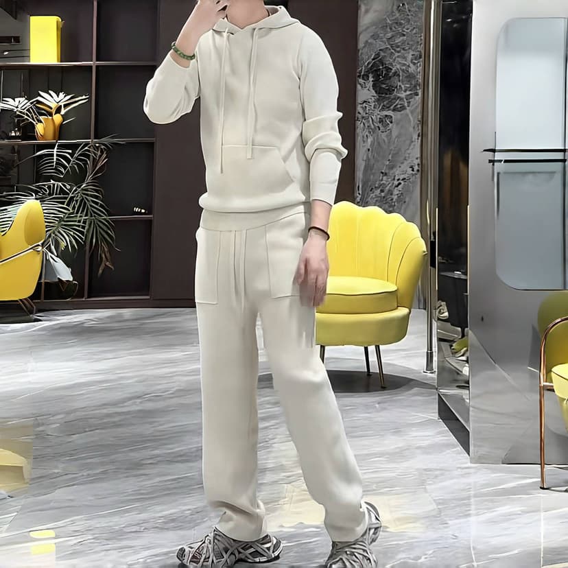 Men's Knitted Suit 2025 Autumn New Luxury Solid Color Fashion Casual Trendy Versatile Comfortable Loose Handsome