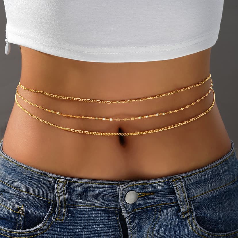 Waist Chain 3-Piece Set European and American Cross-Border Popular Simple Sequin Chain Waist Chain 3-Piece Set Waist Accessory