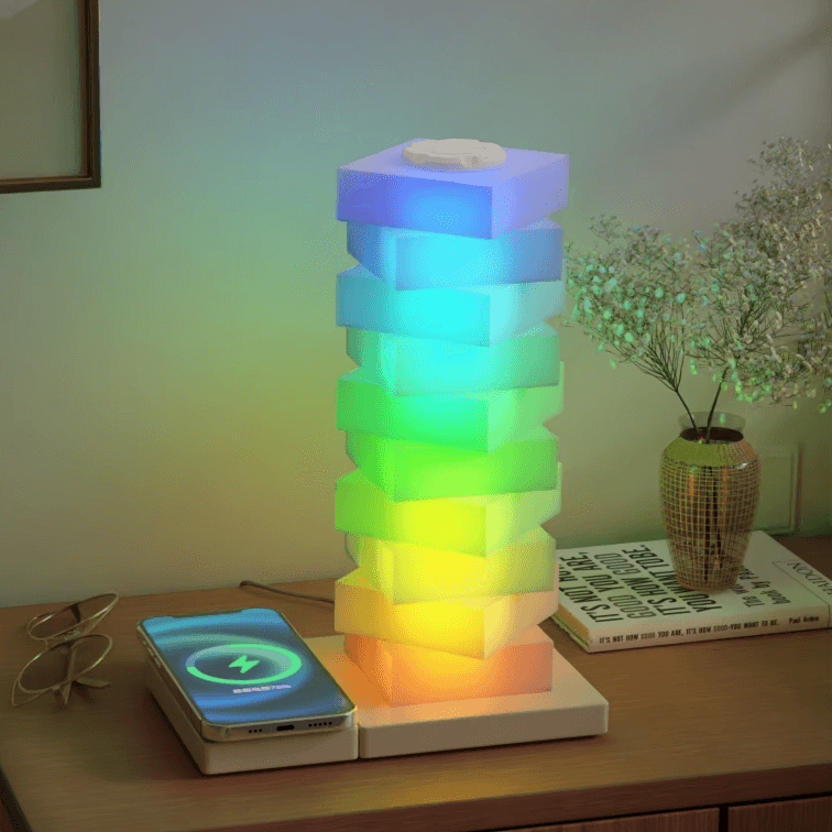 DIY Atmosphere Lamp, Bedroom Mood Creative Night Light, Bedroom Sleep Light, High-End Ornament, Mobile Phone Wireless Charging Desk Lamp