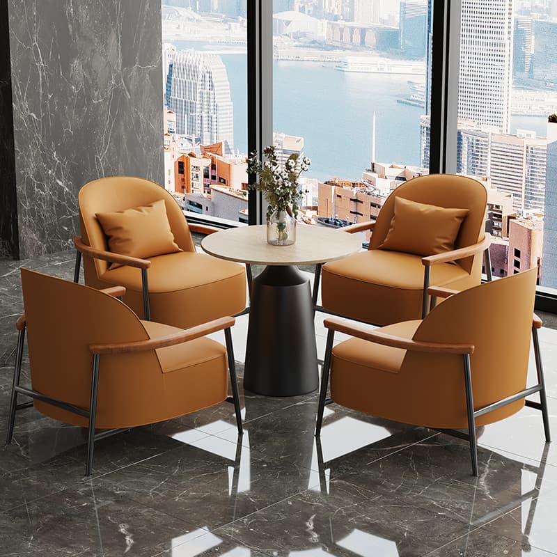 Italian Single Leisure Chair Hotel Lobby Sofa Chair Office Exhibition Hall Negotiation Cafe Club Reception Table and Chairs