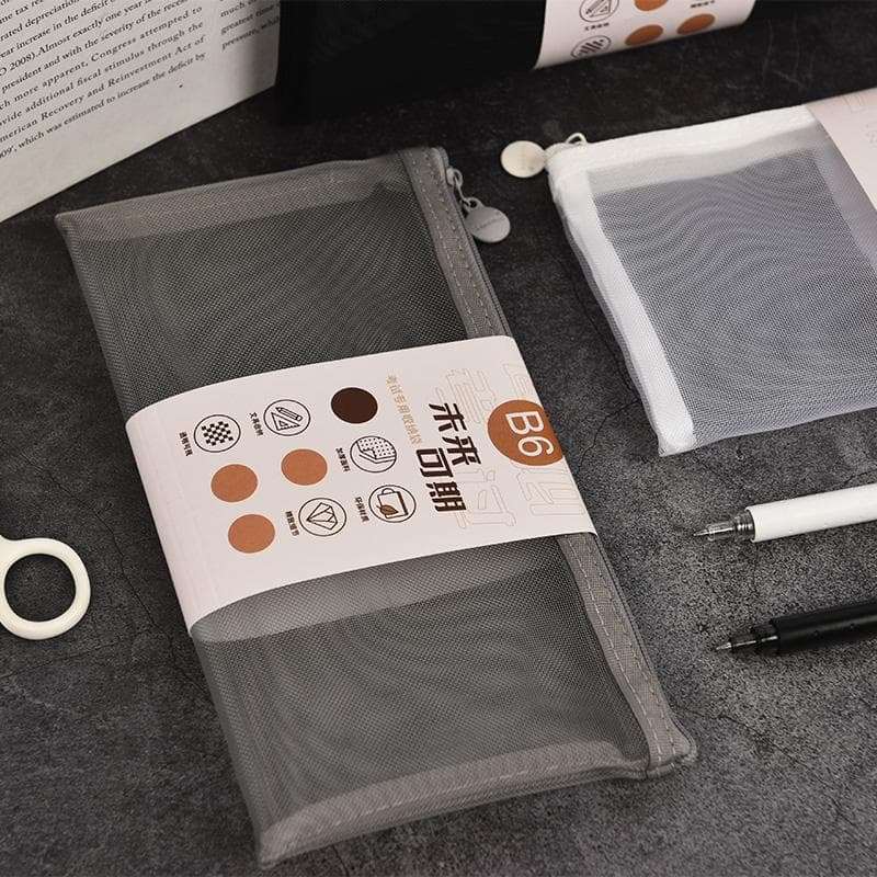 Casual Transparent Visible B6 Mesh Zipper Bag Pencil Bag File Bag Exam Information Bag Subject Bag Primary and Secondary School Students