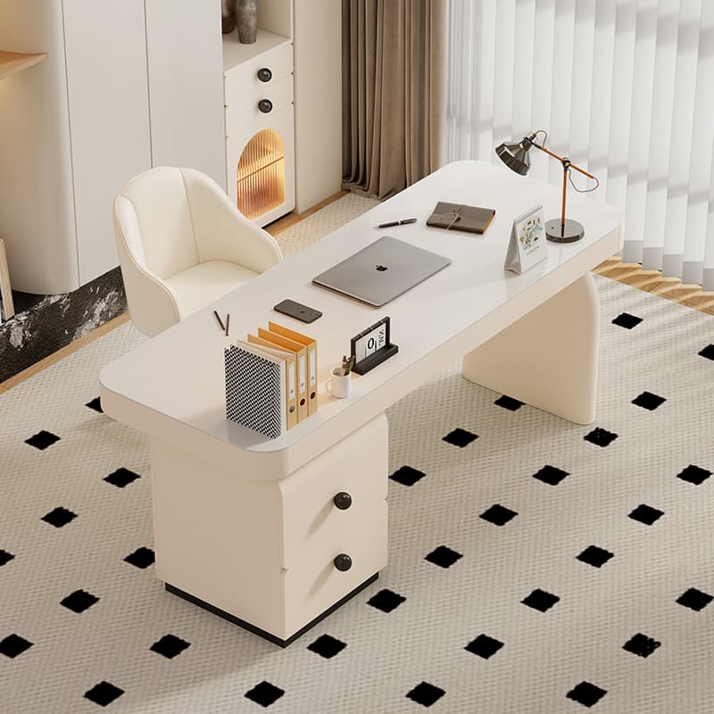 French-Style Cream-Colored Slate Desk, Light Luxury, High-End, Simple and Modern, Home Study Desk, Nordic Office Desk