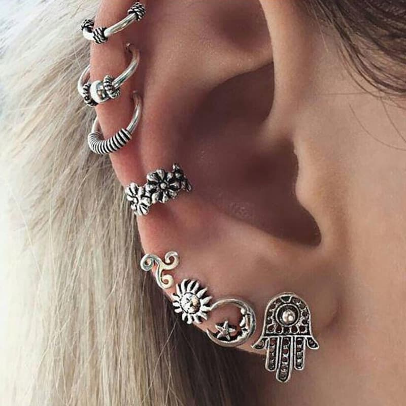 Earnail Earring Set of 8 Pieces Cross-Border Popular Bohemian Retro Earrings Set of 8 Pieces