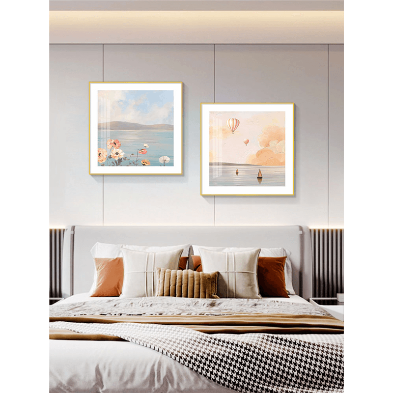 Bedroom decorative painting 2025 New arrival master bedroom bedside painting warm master room mural modern Minimalist bedroom painting