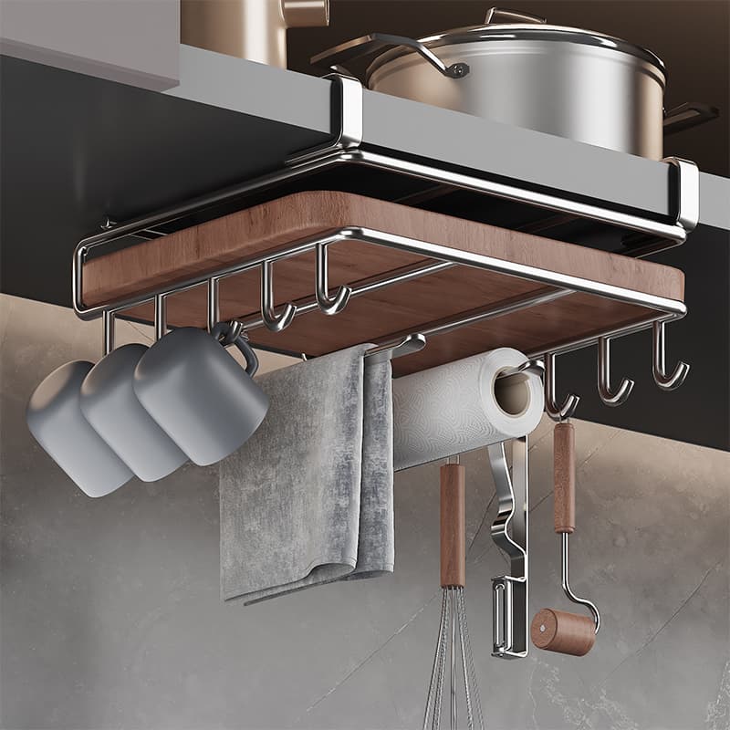 Kitchen Cabinet Hanging Rack Storage Shelf Hanging Cabinet Chopping Board Pot Cover Storage Non-Punching Multifunctional Cutting Board Shelf