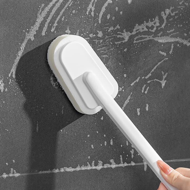 Bathroom Long-Handled Cleaning Brush, Bathroom Tile Bathtub Brush, Washbasin Sponge Scouring Pad Brush, Toilet Crevice Brush