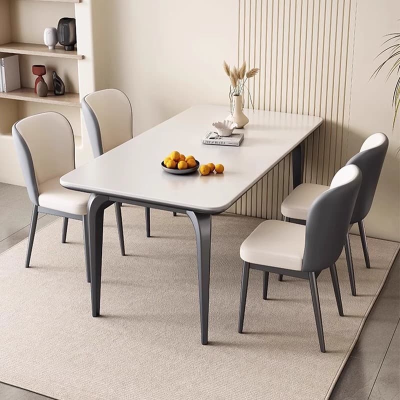 Rock Plate Dining Table Small Apartment For Home 2025 New arrival Modern Minimalist Accessible Luxury Rectangular Marble Dining Table and Chair Combination