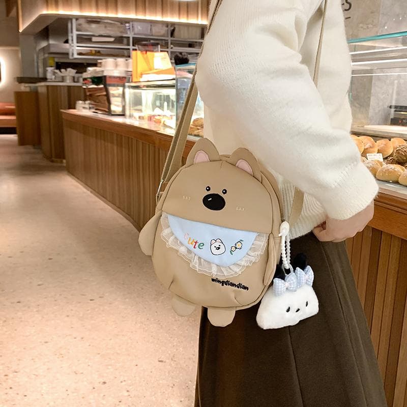Cute Cartoon Canvas Bag, Shoulder Crossbody Bag, Japanese Style Versatile Girl's Bag, High-Value Casual Street Student Bag
