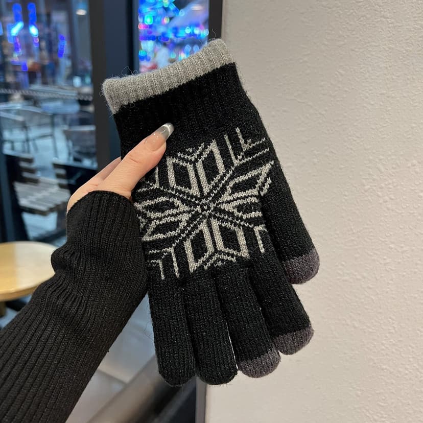 Woolen Gloves for Men and Women in Winter, Warm and Cold-Proof, Touch-Screen Double-Layer Knitted Gloves for Couples, Outdoor Sports and Cycling