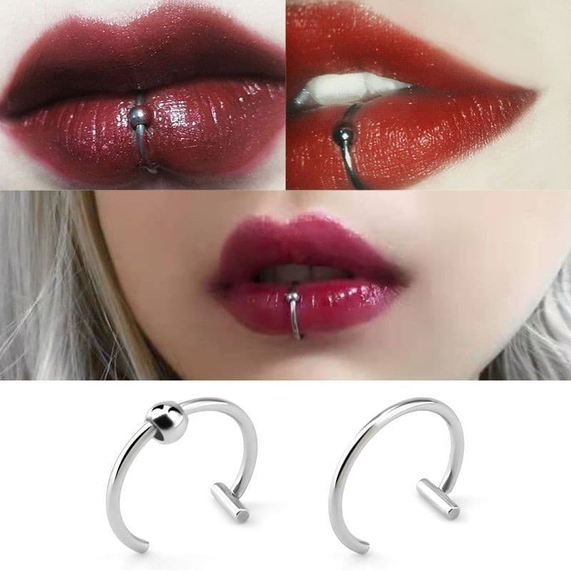 Lip Ring Lip Piercing Stainless Steel Non-Piercing Fake Lip Ring Lip Clip Nose Ring Piercing Jewelry Lip Stud for Women