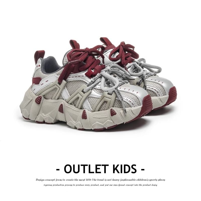 French Fashion Style Children's Casual Sneakers, Ancoola Red Girls' Dad Shoes, Boys' 2025 Spring Trendy Brand Shoes