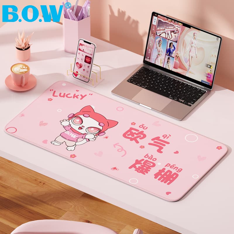 Bow Large Cartoon Cat Mouse Pad Cute High-Quality Desktop Office Supplies Non-Slip Soft Pad