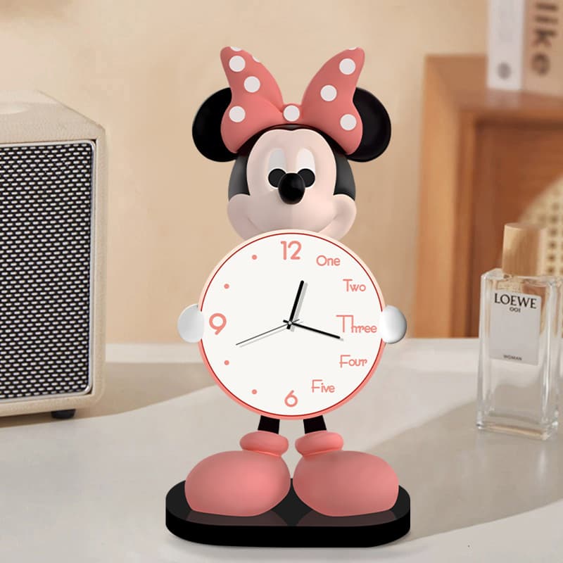 Cartoon Mickey Desktop Clock Ornament for Living Room, Entryway, Tv Cabinet, Wine Cabinet, Trendy Creative Clock Stand Decoration