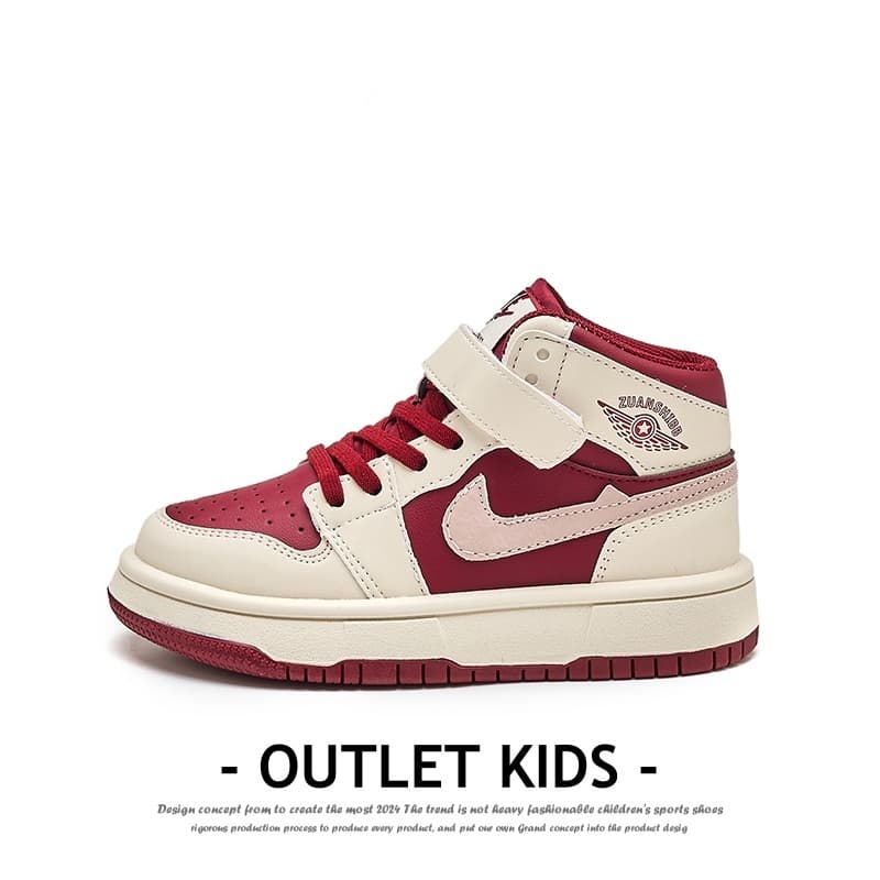 Girls' High-Top Casual Sneakers 2024 Autumn and Winter New Children's Trendy Brand Shoes Basketball Shoes Boys' Warm Sports Shoes