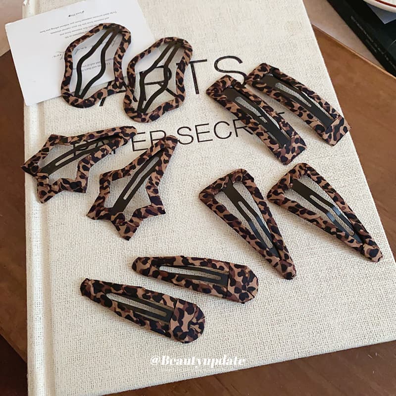 Maillard Leopard Print Pleated Bb Clip, Vintage Style, Hair Clip for Bangs, Fashionable and Versatile, Unique Hair Accessory