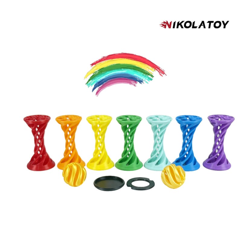 2025 Trending 3D Printed Toys, Unique and Innovative Desk Rainbow Spiral Catapult 3D Stress Relief Toy