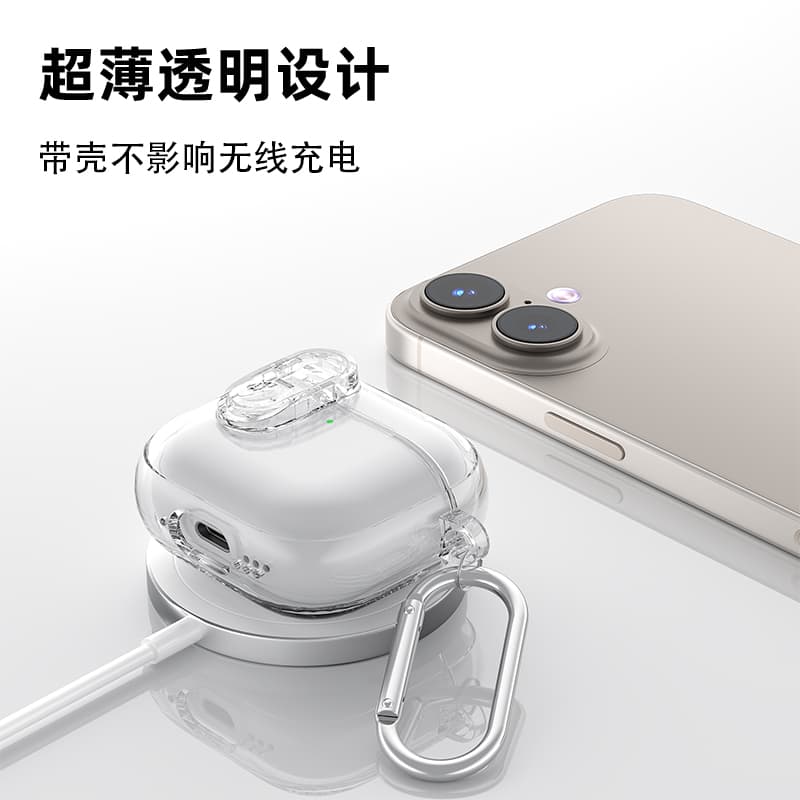 Suitable for Apple Airpodspro2 Protective Case, Airpodspro Earphone Case, Transparent Soft Case, Airpods3 Transparent Silicone 1/2 Generation Protective Case, Lock Buckle to Prevent Loss, Airpods4 New Earphone Case