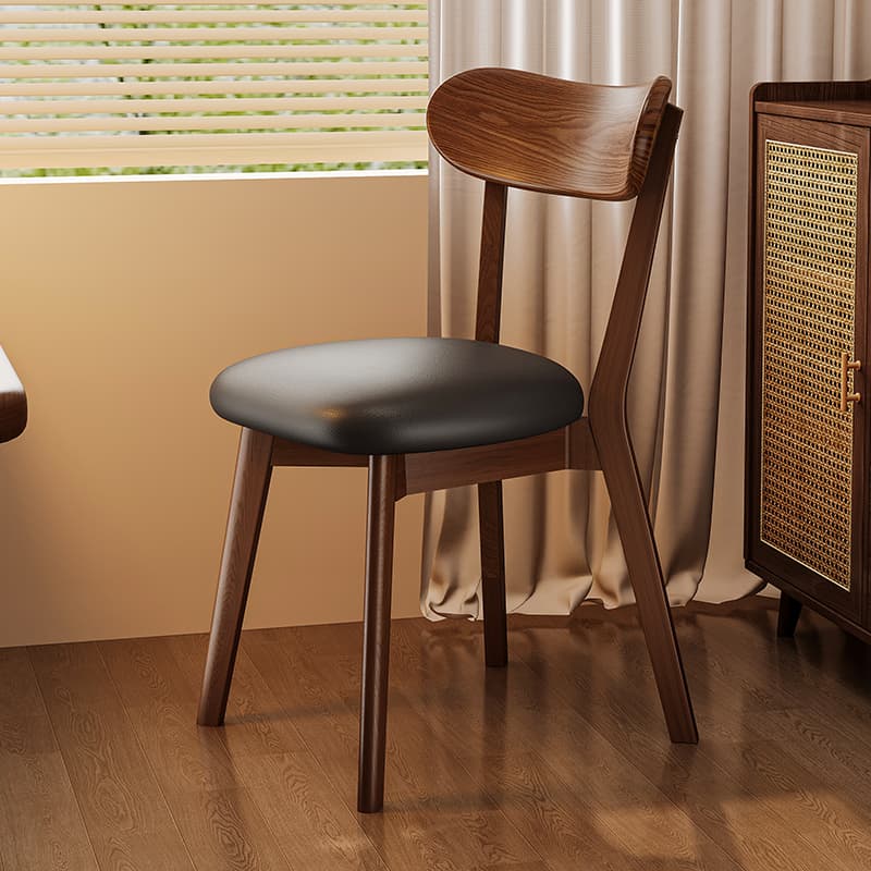 Solid Wood Dining Chair, Home Dining Table Chair, Vintage Backrest Stool, Retro Black Walnut Desk Chair, Tea Table, Master Tea Chair