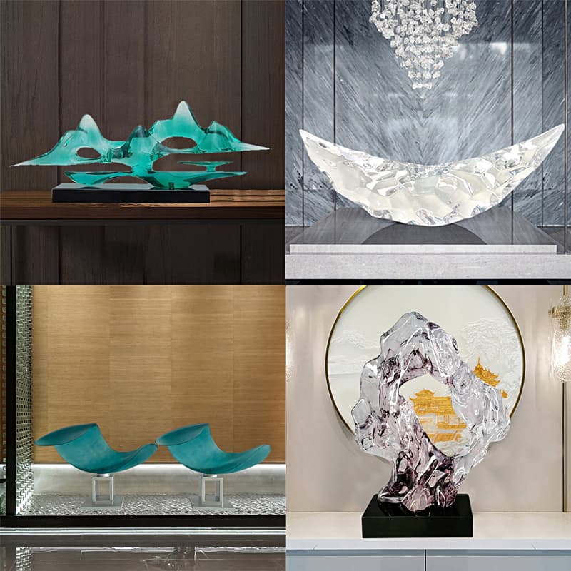Modern Simple Transparent Resin Sculpture Living Room Hotel Lobby Model Room Entrance Table High-End Soft Decoration Ornaments