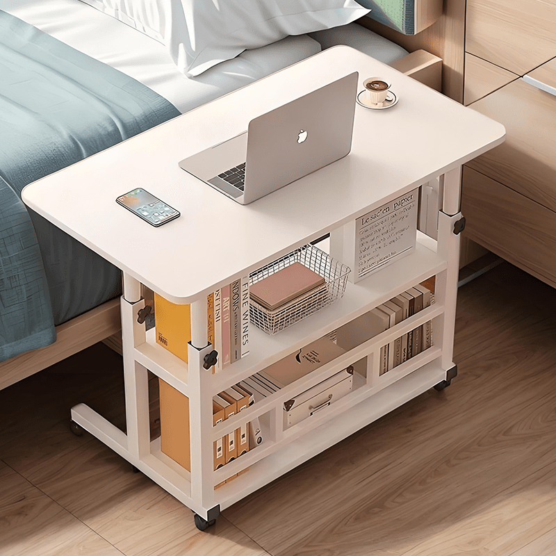 Bedside Table with Wheels, Adjustable Height, Desk for Bedroom, Home Computer Desk, Dormitory Student Study Simple Small Table