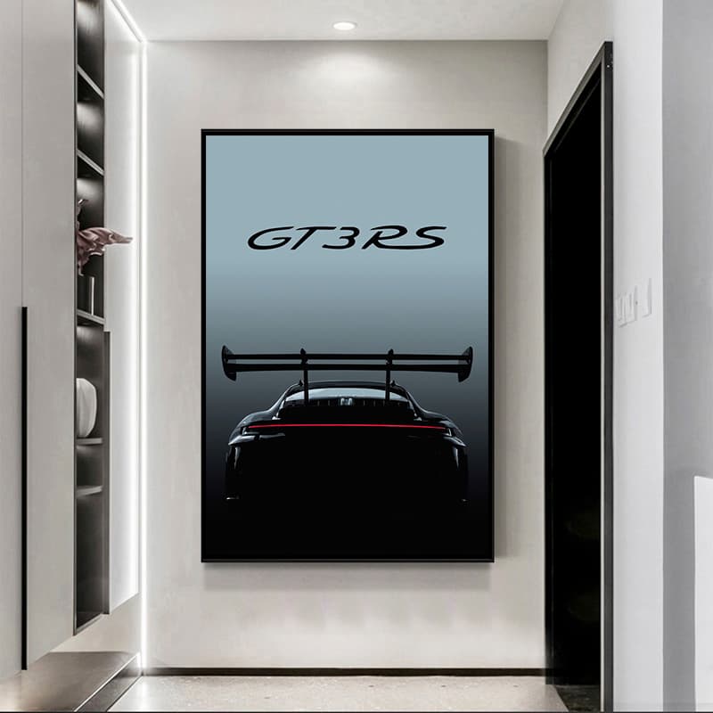 Supercar 911Gtr Poster Hanging Painting Gt3 Rs Sports Car Car Room Decoration Painting Living Room Bedroom E-Sports Room Car Hanging Painting