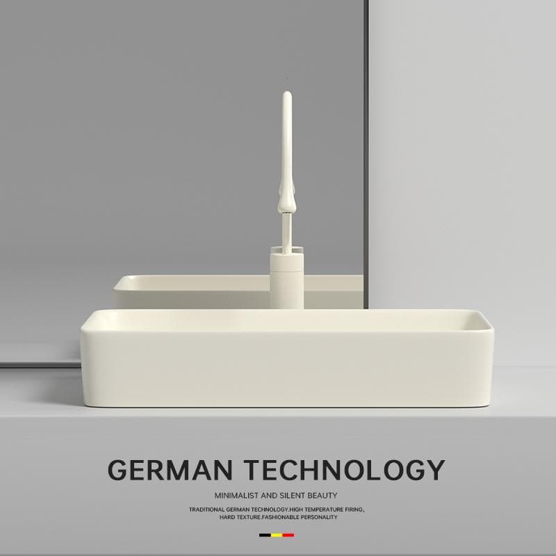 Ceramic Cream Countertop Basin Frosted Bathroom Wash Basin Square Basin Matte Art Basin Wash Basin Single Basin