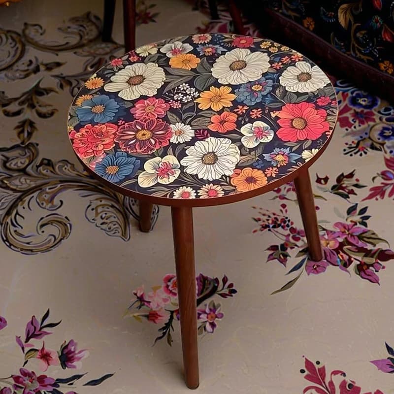 Mandala Side Table Coffee Table Sofa Side Cabinet Scandinavian Pattern Living Room Corner Table Bedside Round Table Popular Bedroom Small Table