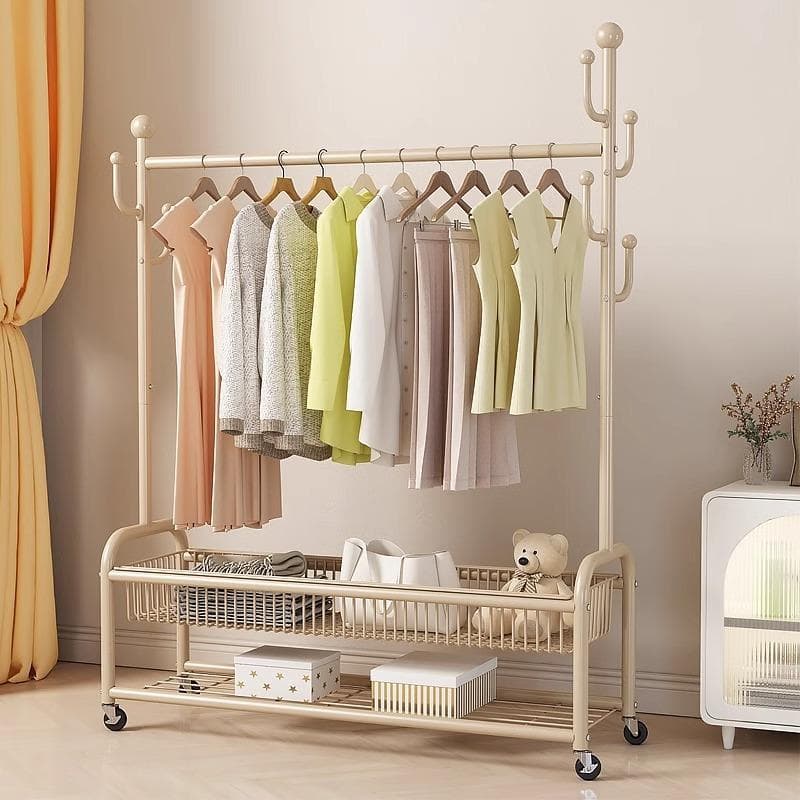 Clothes Rack Floor-Standing Bedroom Living Room Household Coat Rack Removable Simple Storage Clothes Drying Rack Clothes Hanging Rack