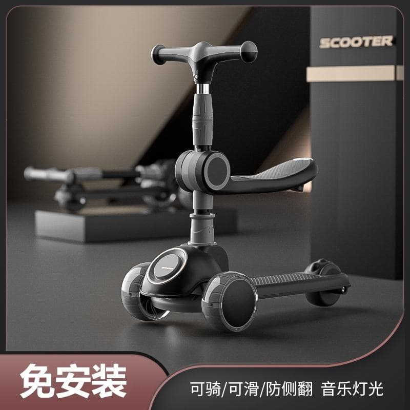 Scooter for Children Aged 1 to 3 to 6 Years Old, Three-In-One, for Little Girls, Can Sit and Ride, Sliding Scooter for Boys