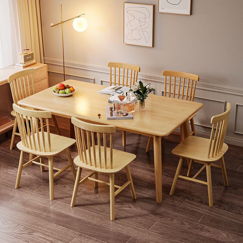 Solid Wood Dining Table for Home Small Apartment Large Table Log Dining Table and Chair Combination Rectangular Catering Commercial Dining Table