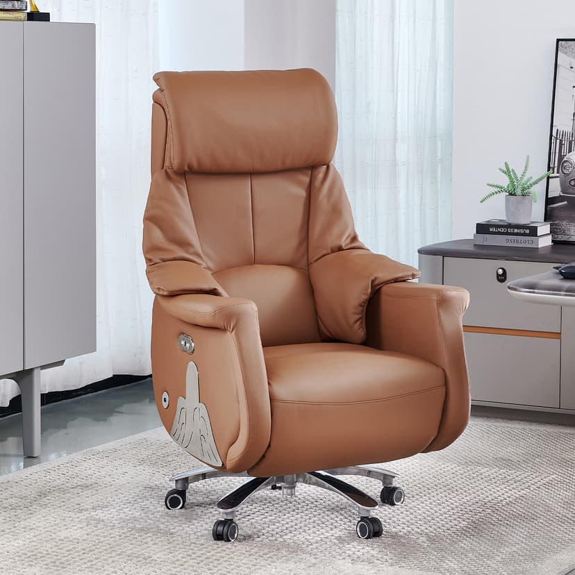 Rolling Massage Electric Leather Boss Chair Office Reclining Nap Comfortable Sedentary Ceo Computer Chair Ventilation