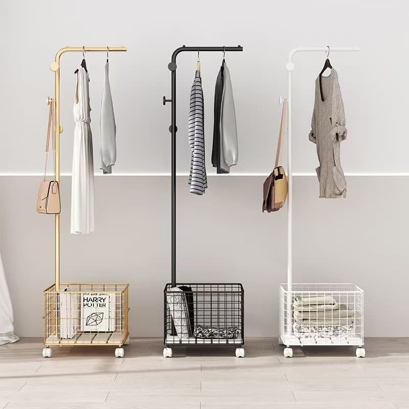 Clothes Hanger Household Multi-Functional Floor-Standing Clothes Hanger Mobile Storage Rack Clothes Hanger Door Bedroom Coat Rack