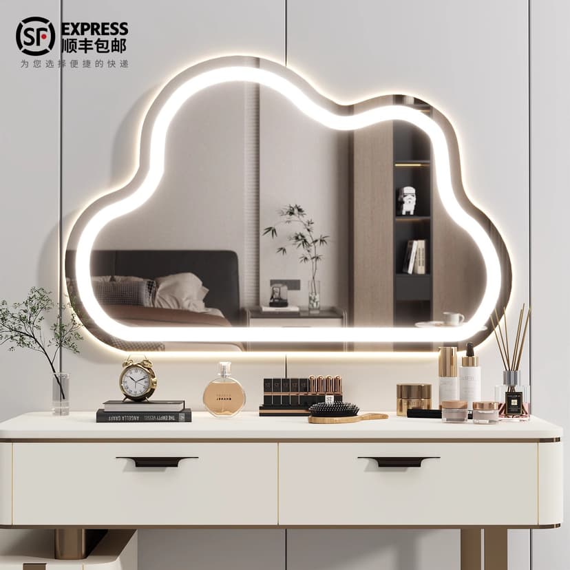 Cloud Makeup Mirror 2025 New arrival Dressing Table Mirror Bedroom Desktop Wall Hanging Smart led Dressing Mirror with Light