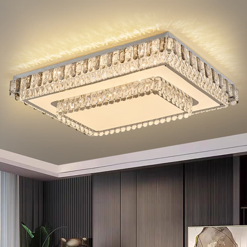 Light Luxury Crystal Ceiling Lamp Living Room Main Light Hall Modern Simple Rectangular Led Zhongshan Dining Room Bedroom Lighting Fixtures