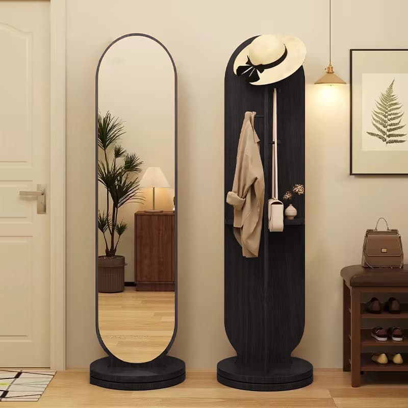 Rotating Dressing Mirror, Clothes Hanger, Integrated Fitting Mirror, Home Bedroom Floor-Standing Full-Length Mirror ins Wind Coat Rack Mirror