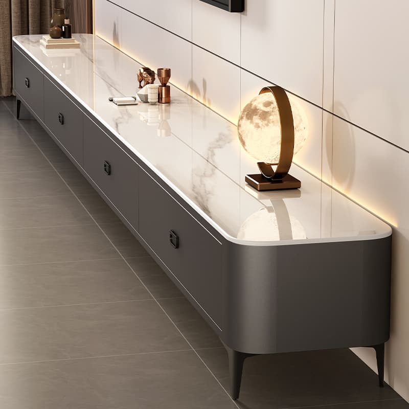 Rock Board TV Cabinet Living Room 2025 New arrival Minimalist Accessible Luxury Fancy For Home Small Apartment High Foot Coffee Table Combination